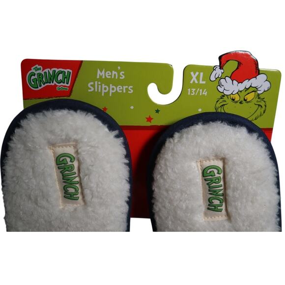 Grinch Men's XL 13 / 14 Sherpa Plaid Christmas Slippers - Picture 3 of 7